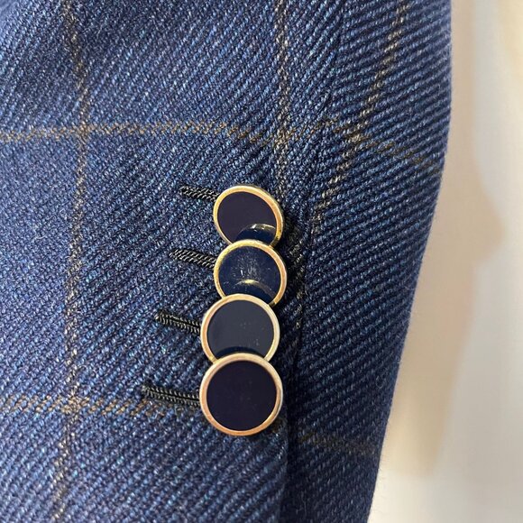 Brioni Battaglia Vintage Single Breasted Blazer Windowpane Luxury Wool Jacket - Picture 9 of 12